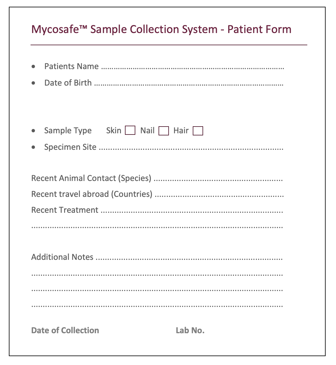 Mycosafe Sample Collection System